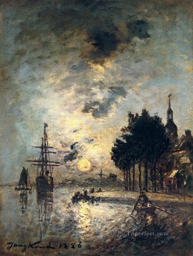 ヨハン・ジョンキント Painting - クレア・ドゥ・ルーン船の海の風景 ヨハン・バルトルト・ヨンカインド